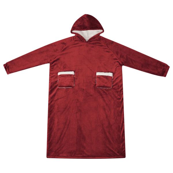 vidaXL Filt-hoodie Bordeaux Röd l Fleece och Flanell