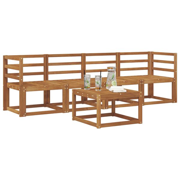vidaXL Utomhussoffset 5 pcs Naturf&auml;rg Massivt Akaciatr&auml;