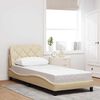 vidaXL Bed Frame without Mattress Cream 90x200 cm Fabric