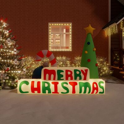 vidaXL Uppblåsbar Merry Christmas dekoration med LEDs 197 cm