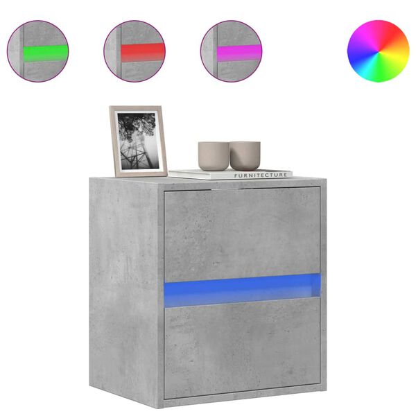 vidaXL V&auml;ggmonterad tv-b&auml;nk LED betonggr&aring; 41x31x45 cm