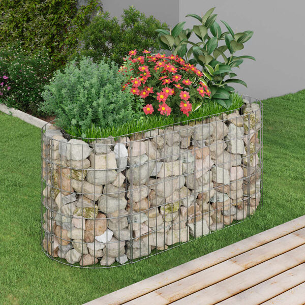 vidaXL Planteringsgabion galvaniserat j&auml;rn 120x50x50 cm