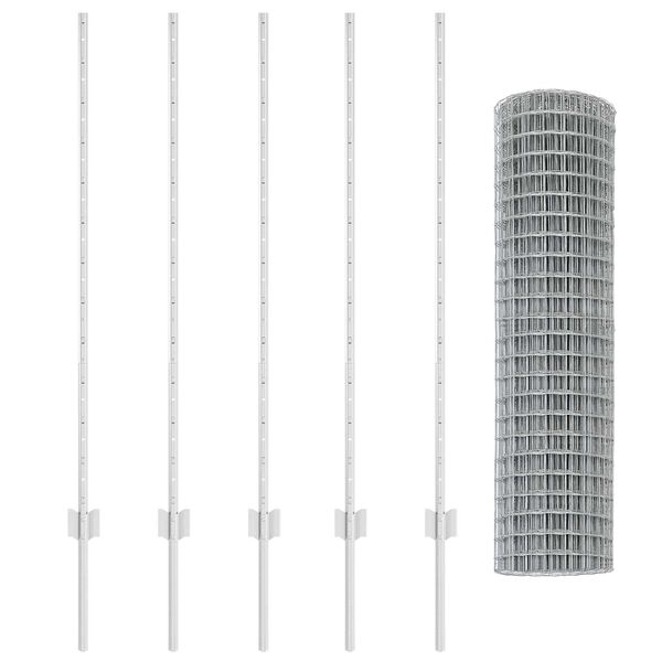 vidaXL St&auml;ngsel med stolpe Silver 1,2 x 10 m St&aring;l