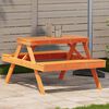 vidaXL Picknickbord vaxad brun 105x134x75 cm massivt trä