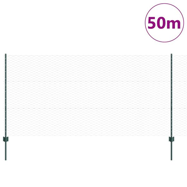 vidaXL St&auml;ngsel med stolpe Gr&ouml;n 1,2 x 50 m St&aring;l och PVC