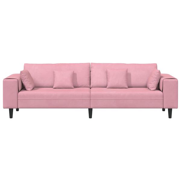 vidaXL Soffa med kudde Rosa 250 x 77 x 76 cm Sammet