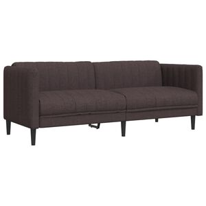 vidaXL Soffa 3-sits m&ouml;rkbrun tyg
