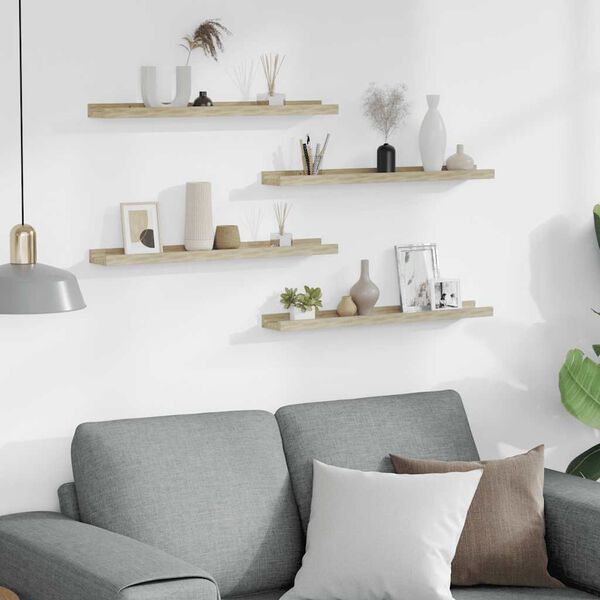 vidaXL V&auml;gghyllor 4 st sonoma-ek 60x9x3 cm