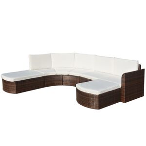 vidaXL Loungegrupp f&ouml;r tr&auml;dg&aring;rden med dynor 4 delar konstrotting brun