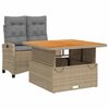 vidaXL Matgrupp f&ouml;r tr&auml;dg&aring;rden med dynor 2 delar beige konstrotting