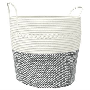 vidaXL F&ouml;rvaringskorg gr&aring; och vit &Oslash;43x38 cm bomull