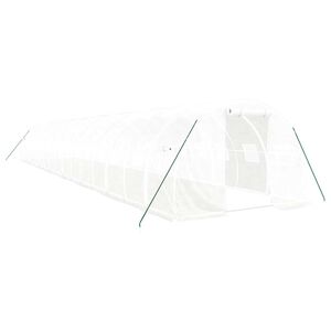 vidaXL V&auml;xthus med st&aring;lram vit 48 m&sup2; 16x3x2 m