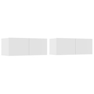 vidaXL Tv-b&auml;nkar 2 st vit 80x30x30 cm konstruerat tr&auml;