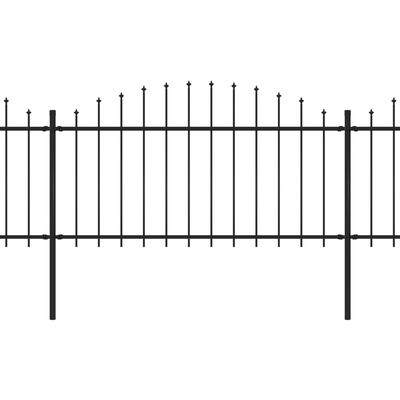 vidaXL Trädgårdsstaket med spjuttopp stål (1,25-1,5)x1,7 m svart