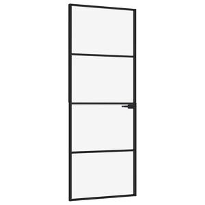 vidaXL Innerd&ouml;rr 76x201,5 cm h&auml;rdat glas och aluminium slim