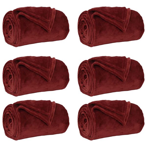 vidaXL Filtar 6 pcs Bordeaux R&ouml;d 130 x 150 cm Fleece
