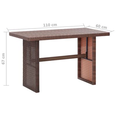 vidaXL Trädgårdsbord brun 110x60x67 cm konstrotting