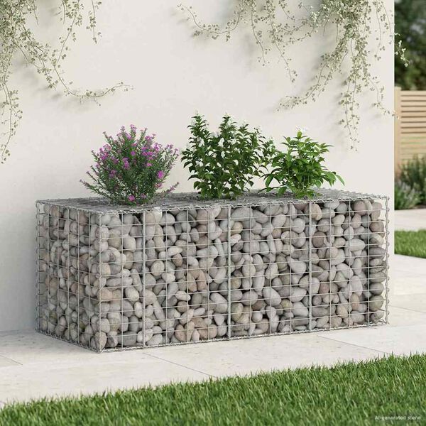 vidaXL Gabion upph&ouml;jd s&auml;ng Silver 140 x 60 x 55 cm Galvaniserat St&aring;l