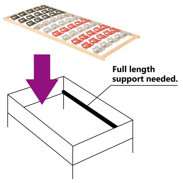 vidaXL Sängram med 12 ribbor och stöd 120x200 cm