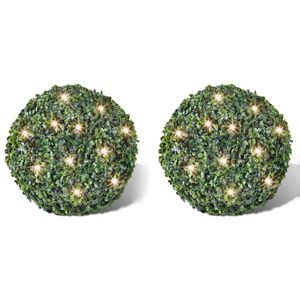 Tr&auml;dg&aring;rdsbelysning Buxbomboll 35cm Solcell 2-pack