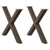 vidaXL Matbordsben X-formade 2 st naturst&aring;l 90x(72-73) cm st&aring;l