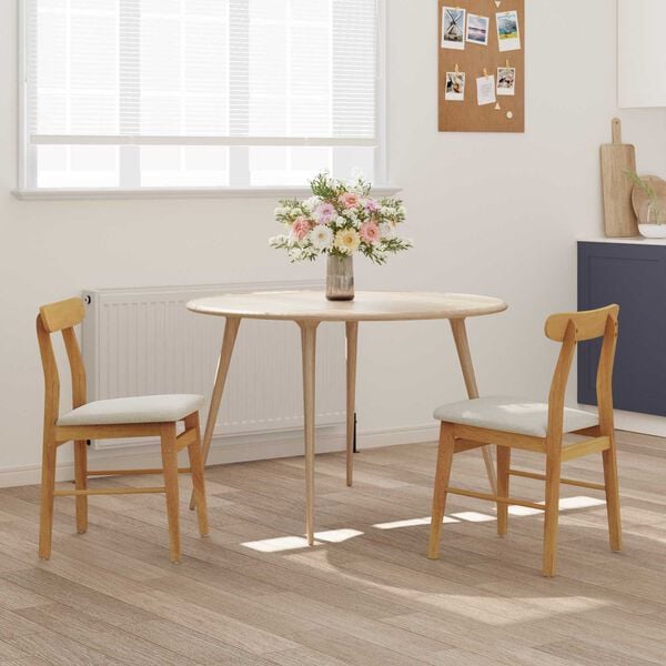 vidaXL Matstol 2 pcs Naturlig och ljus Massiv Gummitr&auml;