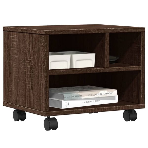 vidaXL Skrivarst&auml;ll med hjul brun ek 41x32x34,5 cm