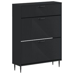 vidaXL Skosk&aring;p HAARLEM 78 x 24 x 103 cm Konstruerat tr&auml; Svart