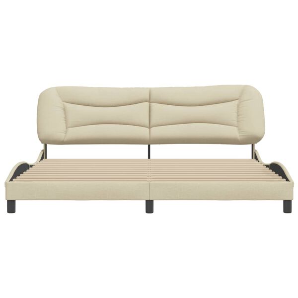 vidaXL Bed Frame without Mattress "Hvar" Cream 200x200 cm Fabric