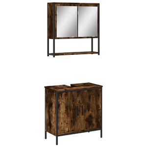 vidaXL Badrumsm&ouml;bler set 2 delar r&ouml;kf&auml;rgad ek konstruerat tr&auml;