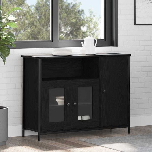 vidaXL Sideboard Svart Ek 100 x 35 x 75 cm