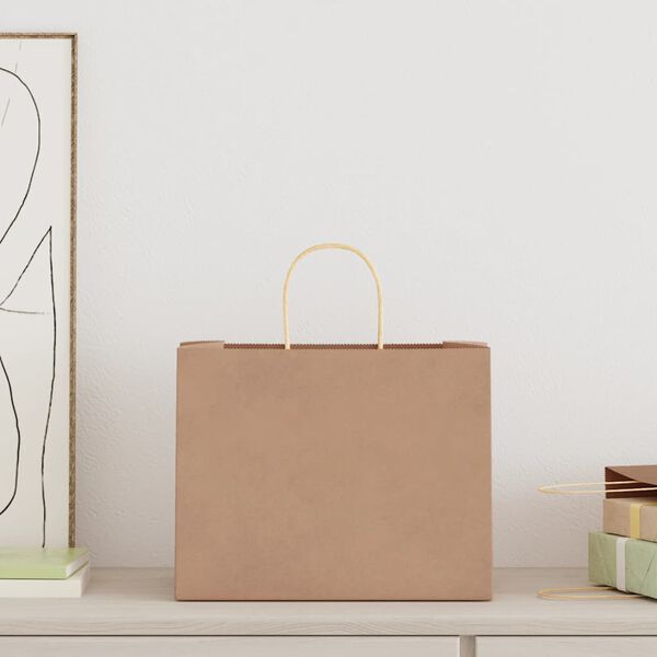 vidaXL Pappersp&aring;sar 50 st med handtag brun 32x22x24 cm