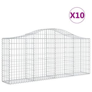vidaXL Gabioner b&aring;gformade 10 st 200x30x80/100 cm galvaniserat j&auml;rn