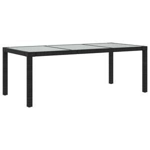 vidaXL Utebord 190x90x75 cm h&auml;rdat glas och konstrotting svart