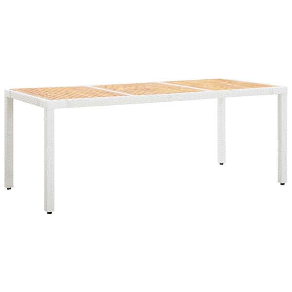 vidaXL Tr&auml;dg&aring;rdsbord vit 190x90x75 cm konstrotting massivt akaciatr&auml;