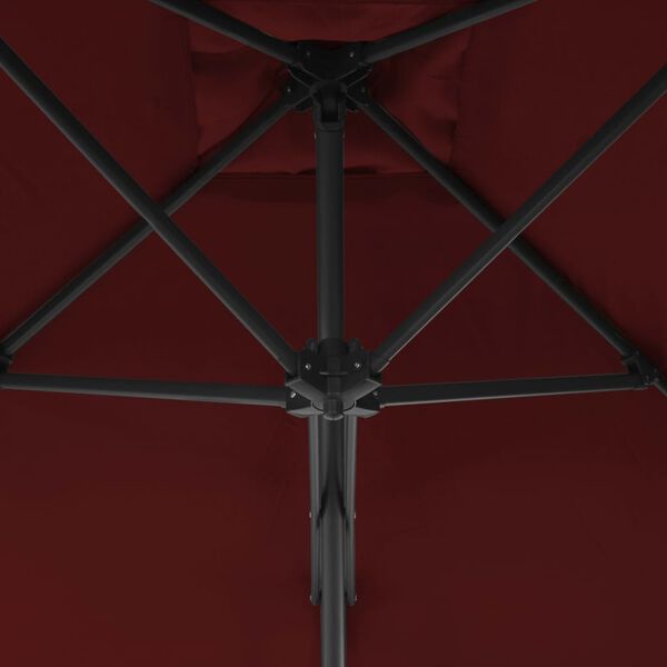 vidaXL Trädgårdsparasoll med stålstång vinröd 250x250x230 cm
