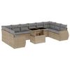 vidaXL Loungegrupp f&ouml;r tr&auml;dg&aring;rden m. dynor 11 delar beige konstrotting