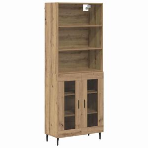 vidaXL Sk&aring;p Artisan Ek 69,5 x 34 x 180 cm Konstruerat tr&auml; och glas