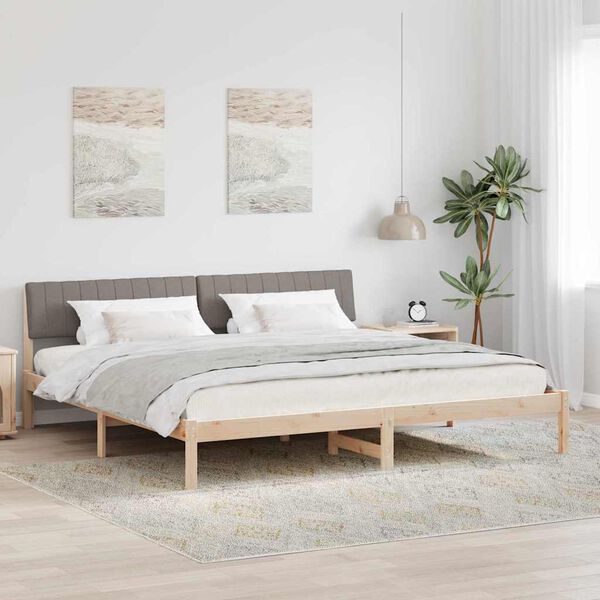 vidaXL S&auml;ngram med huvudgavel Brun och taupe 160 x 200 cm Massiv furu