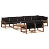 vidaXL Utomhussoffset med kudde 9 pcs Naturlig och svart