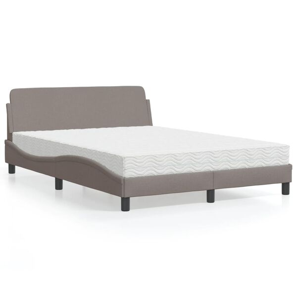 vidaXL Bed with Mattress "Dover" Taupe 120x200 cm Fabric