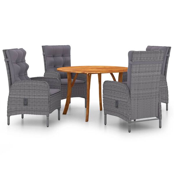 vidaXL Matgrupp för trädgården 5 delar svart