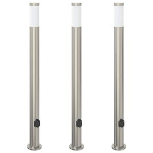 vidaXL Pollare med uttag 3 st 110 cm rostfritt st&aring;l IP44