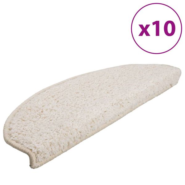 vidaXL Trappmattor 10 st 65x21x4 cm vita halvrunda stora