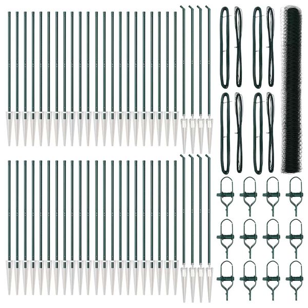 vidaXL Stängselstolpe Grön 100 x 1,5 m (50 mm nät) Stål och PVC