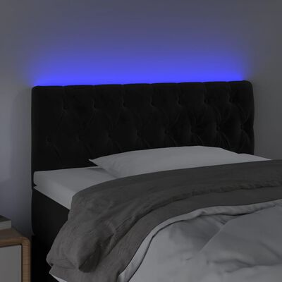 vidaXL Sänggavel LED svart 90x7x78/88 cm sammet
