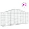 vidaXL Gabioner bågformade 9 st 200x30x80/100 cm galvaniserat järn
