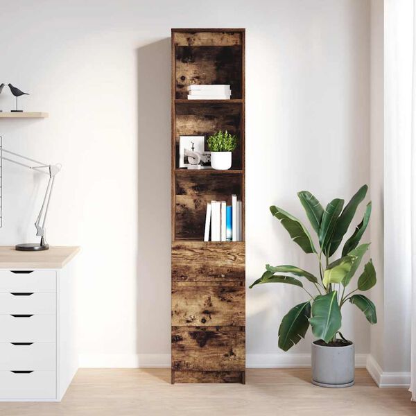 vidaXL Highboard rökt ek 37,5x35x180 cm konstruerat trä