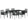 vidaXL Tr&auml;dg&aring;rdsm&ouml;belset 7 pcs Svart PE Rattan