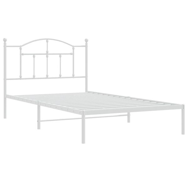 vidaXL Sängram med huvudgavel metall vit 107x203 cm